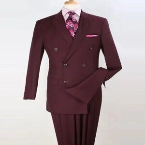 Pleated Suit - Mens Suits With Pleated Pant - Regular Fit Suit - Burgundy Suit